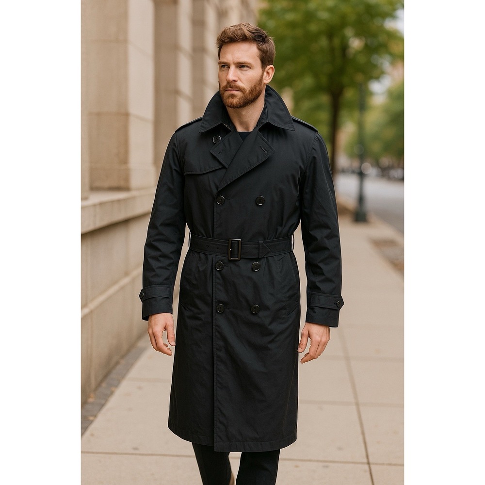 Vtg Defense Logistics‎ Agency Garrison Army Trench Coat 38L Black All Weather
